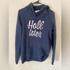 Hollister Navy Floral Hoodie Women L